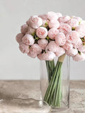 Rose Pink Peony Artificial Flowers Bouquet Ð 27 Heads Silk Roses, Fake Flower Arrangement for Vase, Home Wedding Table Decor wedding flower