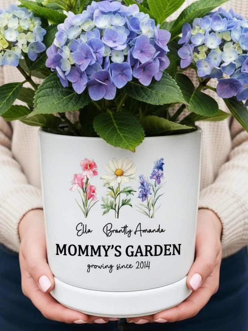 Personalized Grandma's Garden Flower Pot - Custom Anniversary Mother's Day Gift Mom Birth Month Flowers ANNIVERSARY