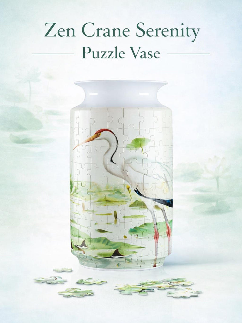 Zen Crane Serenity 3D Puzzle Vase, DIY Floral Jigsaw Flower Vase, Modern House Warming Decor, 3D Assembly Art Vase, Fun Craft Gift for Kids house warming flower