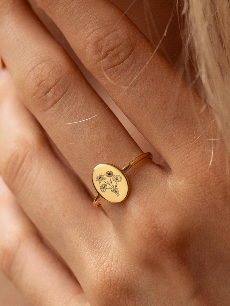 Custom Birth Flower Ring, Personalized Flower Bouquet Ring, Minimalist Jewelry Gift, Mothers Day Gift, Birthday Gift,Dainty Gift for Grandma birthday flower