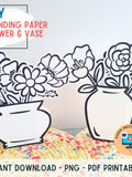 Spring 3D Paper Flower Vase Printable | DIY Standing Bouquet Craft | MotherÕs Day Gift | Classroom Spring Craft | Instant Download-PDF & PNG birthday flower
