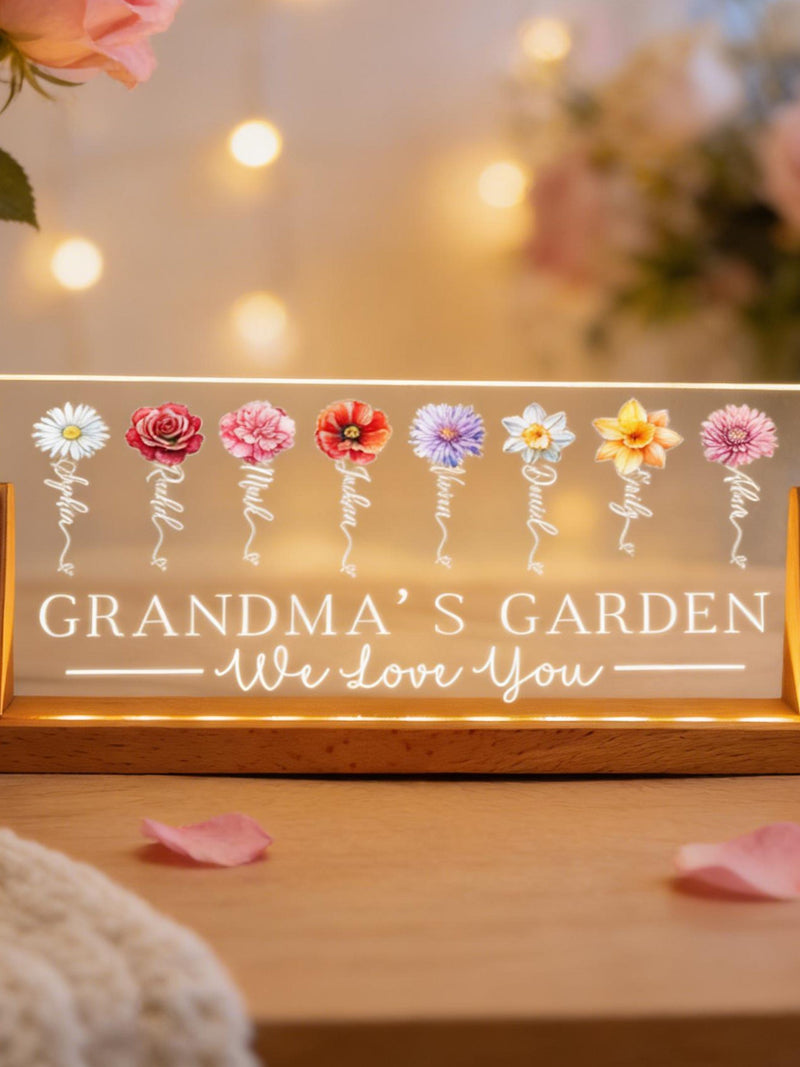 Mom's Garden Night Light,Custom Birth Month Flower With Kids Names Night Light,Gifts for Mom,Family Birth Flower Gifts,Mother's Day Gifts birthday flower