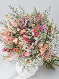 Boho Rose Crystal Grass forget-me-not dried flower bouquet, Wedding bridal bouquet, handmade custom bouquet, gift for her wedding flower