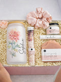 Birthday Flower Gift Box Custom Glass Cup Box for Friend Personalized Gift Her Birth Flower Gift Best Friend Gift Birthday January Flower birthday flower
