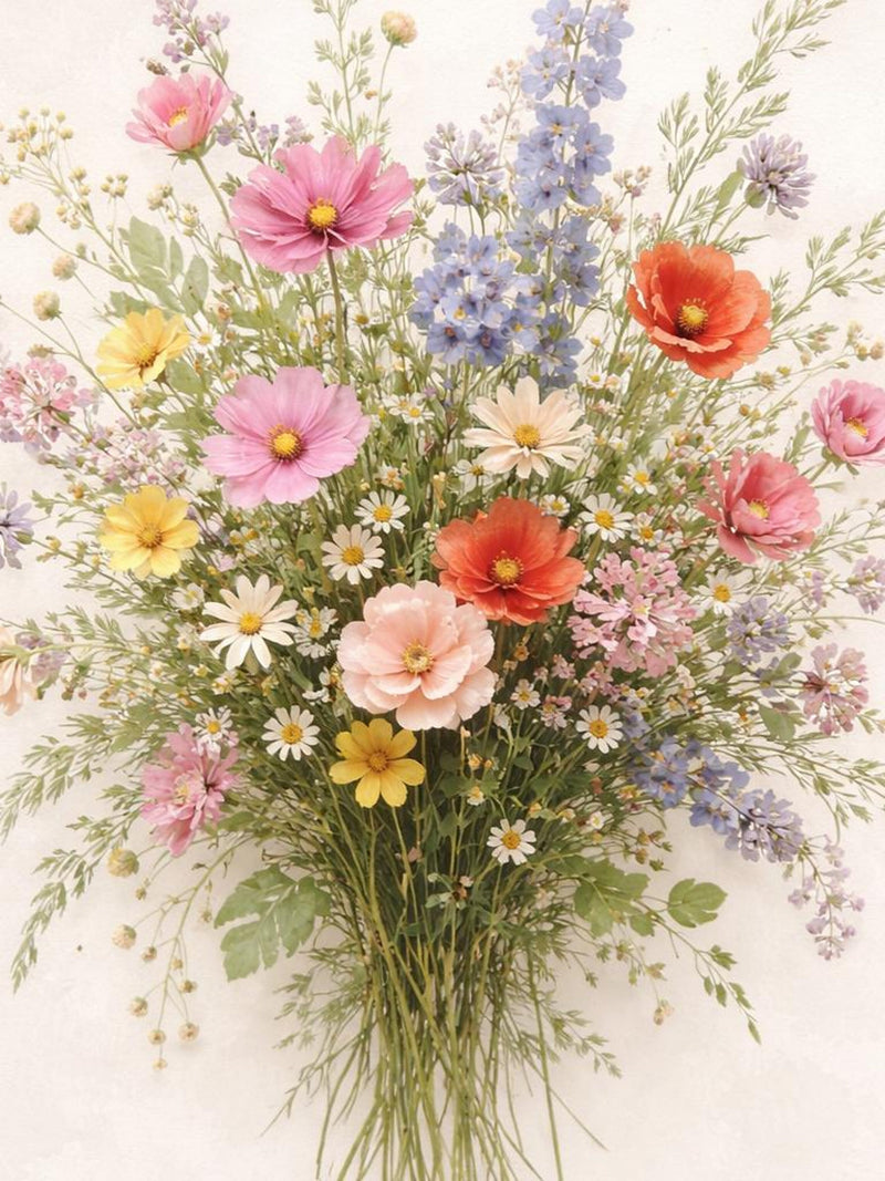 Birth Flower Prints, Vintage Meadow Field Flowers Bouquet Print, Cottagecore Floral Wall Art Gift for Birthday sympathy flower