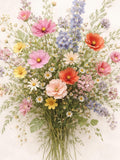 Birth Flower Prints, Vintage Meadow Field Flowers Bouquet Print, Cottagecore Floral Wall Art Gift for Birthday sympathy flower