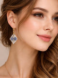 Geometric Forget Me Not Earrings Waterproof Diamond Resin Studs Non Tarnish Blue Flower Jewelry Blue Bride Memorial Remembrance Gift sympathy flower