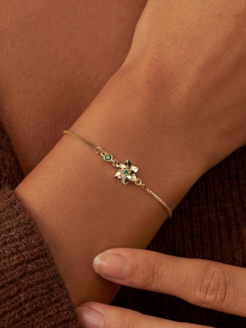 Personalized Birthflower Birthstone Bracelet, Custom Flower Bracelet, Birthday Flower Jewelry, Mother and Daughter Bracelet, Gift for Her birthday flower