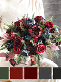Vintage Burgundy Bouquet, Silk Flowers, Bridal Bouquet Set, Bridesmades, Fall Wedding wedding flower