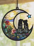 Personalized Dog Memorial Suncatcher, Moon Floral Acrylic Window Art, Pet Loss Sympathy Present sympathy flower
