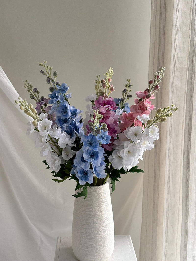 29" Real Touch Delphinium Blossom Branch With Buds, Faux Flowers, DIY Floral arrangement, Fake Flowers for House Warming Gifts house warming flower