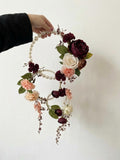 Pearl Wedding Bouquet: Burgundy, Peach, Ivory Floral Keepsake for Bride wedding flower