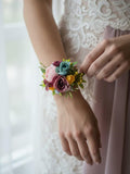 Prom hand corsage Orange Blue Flower Corsage Women Bright Flower accessories Pocket Boutonniere for Man Flower Boutonniere silk flower