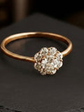Round Cut Moissanite Wedding Ring, Floral Inspire Engagement Ring, Diamond Cluster Halo Ring, 14K Solid Gold Bridal Flower Proposal Rin ANNIVERSARY