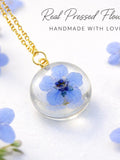 Forget Me Not Flower Necklace, Real Pressed Flower Pendant, Resin Botanical Jewellery, Memorial Gift for Her sympathy flower