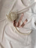 Handmade Pearl Lotus Bridal Bouquet, Elegant Wedding Flowers Bouquet
