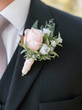 Blush Pink Peony Boutonniere Wedding Groom Pocket Flowers Blush Hand wrist corsage Women Girls Bridesmaid Corsage White Pink Rustic Wedding wedding flower