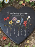 Grandma's Garden Stone Plaque, Love Grows Here Garden Decor, Personalized Gift for Grandma, Custom Floral Sympathy Gift, Housewarming G sympathy flower