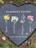 Birth Flower Garden Stone Plaque, Custom Floral Garden Decor, Personalized Gift for Mom, Memorial Gift, Sympathy Gifts sympathy flower
