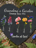 Birth Flower Garden Stone Plaque, Personalized Memorial Garden Decor, Custom Birth Month Gift for Mom, Sympathy Gift from Daughter sympathy flower