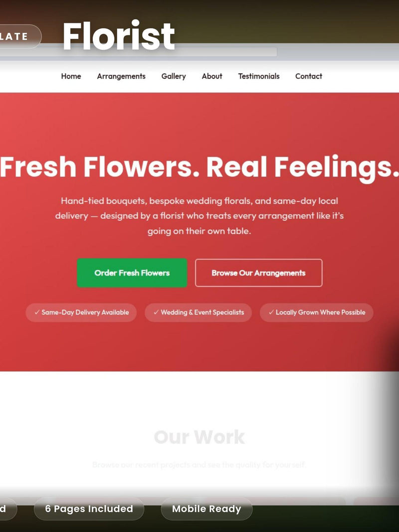 Florist Website Template | Flower Shop Website Design | Editable HTML CSS | No Monthly Fee | Download sympathy flower