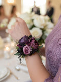 Prom hand corsage Plum Violet floral boutonniere prom Pocket flower groom Wedding flower corsage bridesmaids Deep purple wedding flower