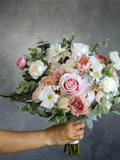 Blush Pink flower, Silk Bouquet, Wedding Bridal bouquet silk flower