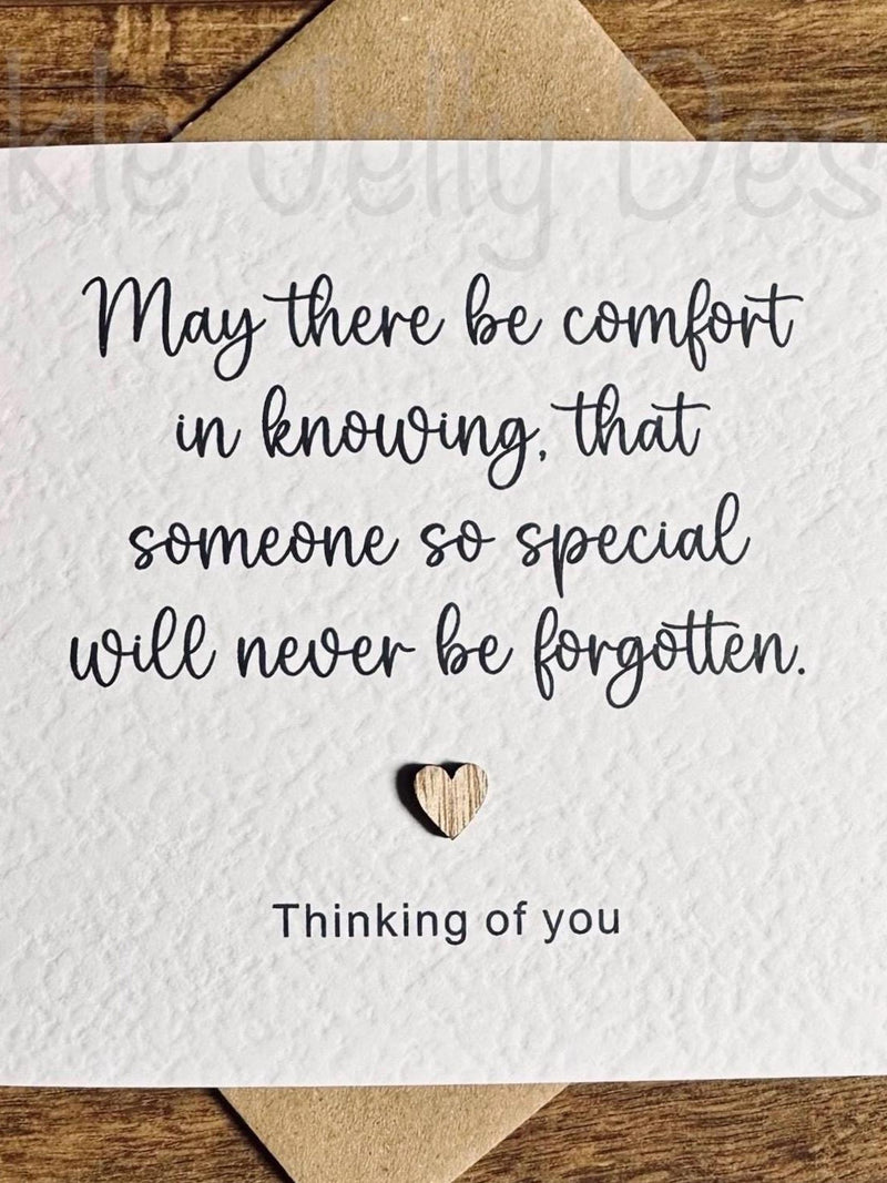 Sympathy Card With Wooden Heart | Thinking of You Card | Bereavement Card | Condolence Card | Loss of Loved One | Personalised Inside sympathy flower