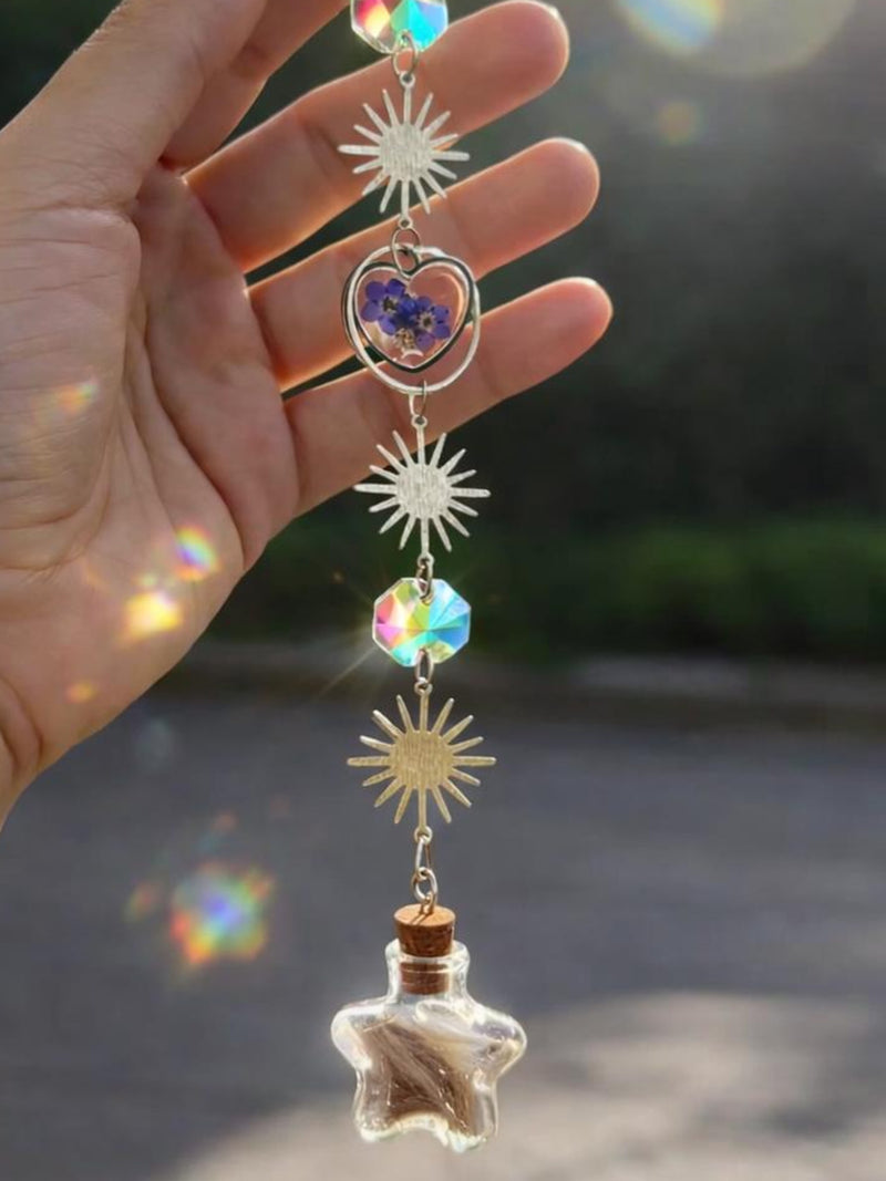 Pet Memorial Urn Suncatcher, Ashes or Fur Keepsake, Cremation Memorial Gift, Rainbow Maker Window Hanging, Pet Loss Gift, Sympathy Gift sympathy flower