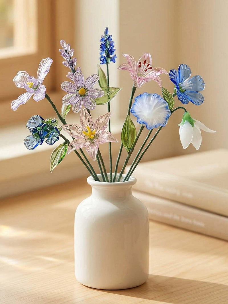 Glass Birth Month Flower Bouquet,Forever Flower,Glass Flower Gift for Mom,Handcrafted Floral Gift,Handmade Birth Month Flowers,Gift for Her FLOWER DELIVERY
