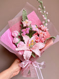 Crochet Lily Rose Bouquet: Handmade Milk Yarn Flower Gift Bouquet