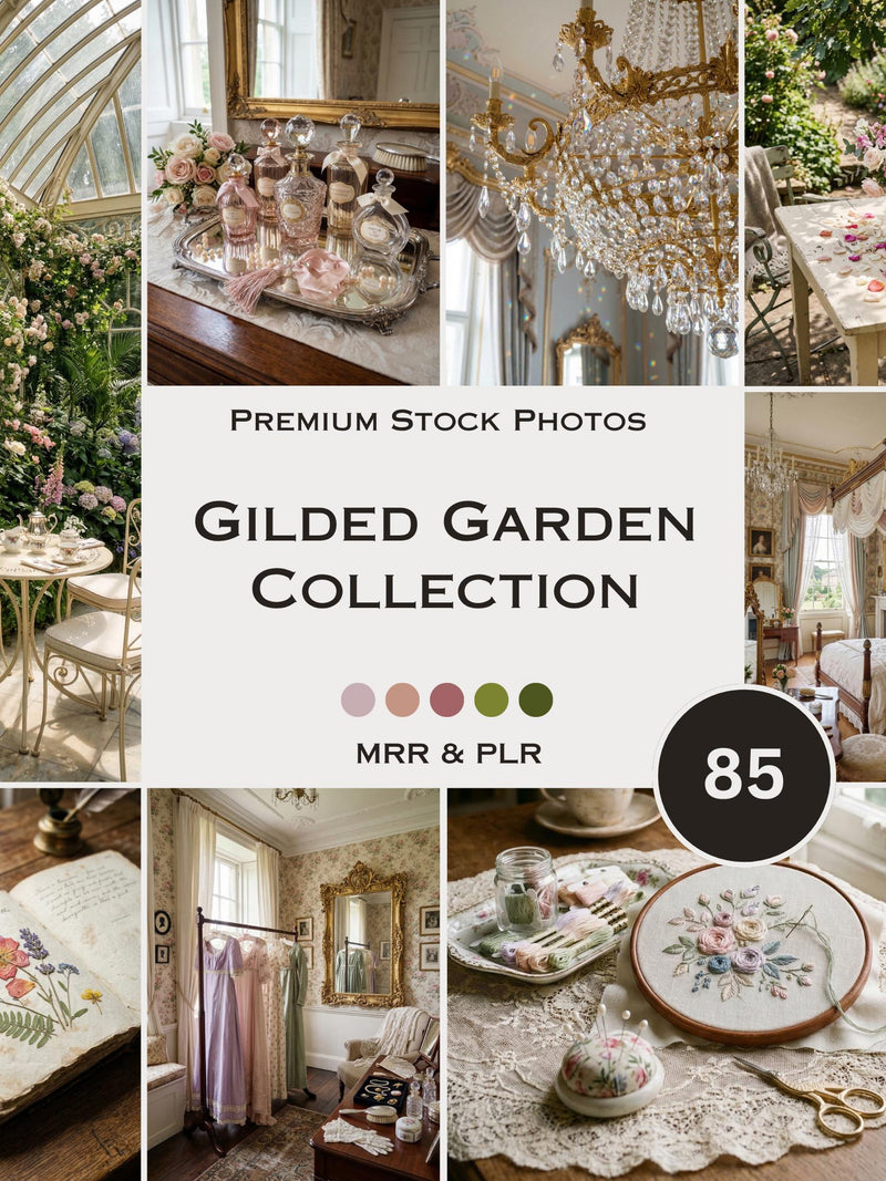 Gilded Garden Stock Photos Flowers Love Romance Aesthetic Photos Faceless Marketing PLR MRR Reel Cover Love Romance Flower