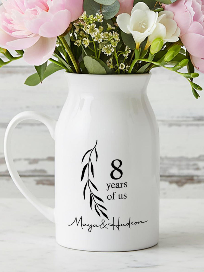 Personalized Anniversary Vase, Custom Couple Flower Vase Gift, Romantic Wedding Anniversary Decor, Keepsake For Wife Or Husband ANNIVERSARY