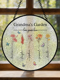 Grandma's Garden Stained Glass, Personalized Love Grows Here Suncatcher, Gift for Mom, Window Hanging ANNIVERSARY