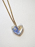 Real Forget Me Not Heart Necklace, Personalized Initial Flower Pendant, Memorial Gift for Her, Something Blue Jewelry, Pressed Flower Heart sympathy flower