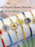 Birth Month Flower Bracelet, Birthday Gift, Pressed Flower Adjustable Bracelet, Bracelet for women Mother's Day Keepsake Gift for Daughter birthday flower