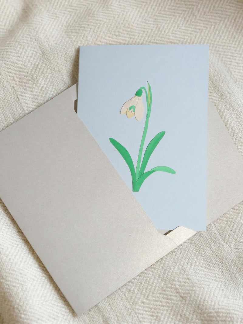 Flower- Quilling card, Birthday Card, Pretty Birthday Card, Mother's Day Gift, Gift for Her, January Birth Flower, Snowdrop ANNIVERSARY