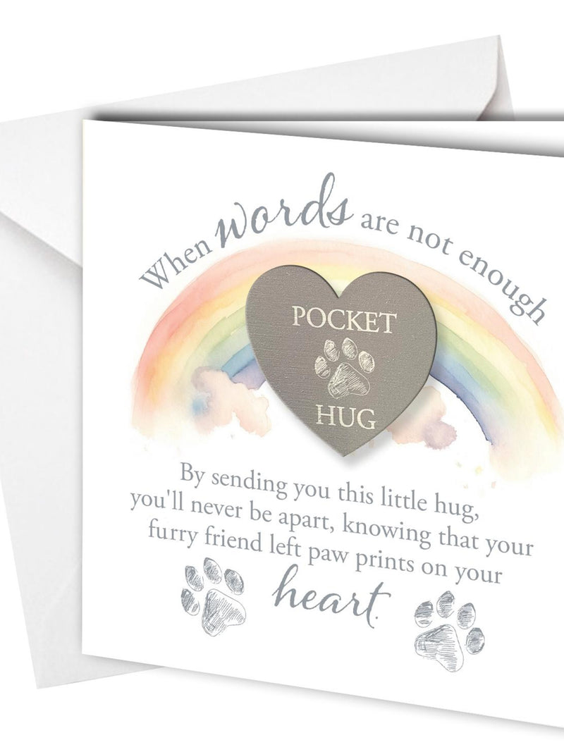 Pet Loss Sympathy Card Ð Rainbow Memorial Pocket Hug Keepsake, Dog Cat Condolence sympathy flower