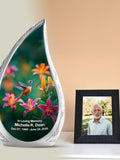 Hummingbird Cremation Urn, Lilly Flower Memorial Urn, Teardrop Keepsake Urn, Personalized Urn, Small Custom Urn, Bird Urn for Human Ashes sympathy flower