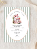 Housewarming Party Invitation Modern New Home Invite Editable Template Floral Sage Green Stripes Printable Digital Download house warming flower