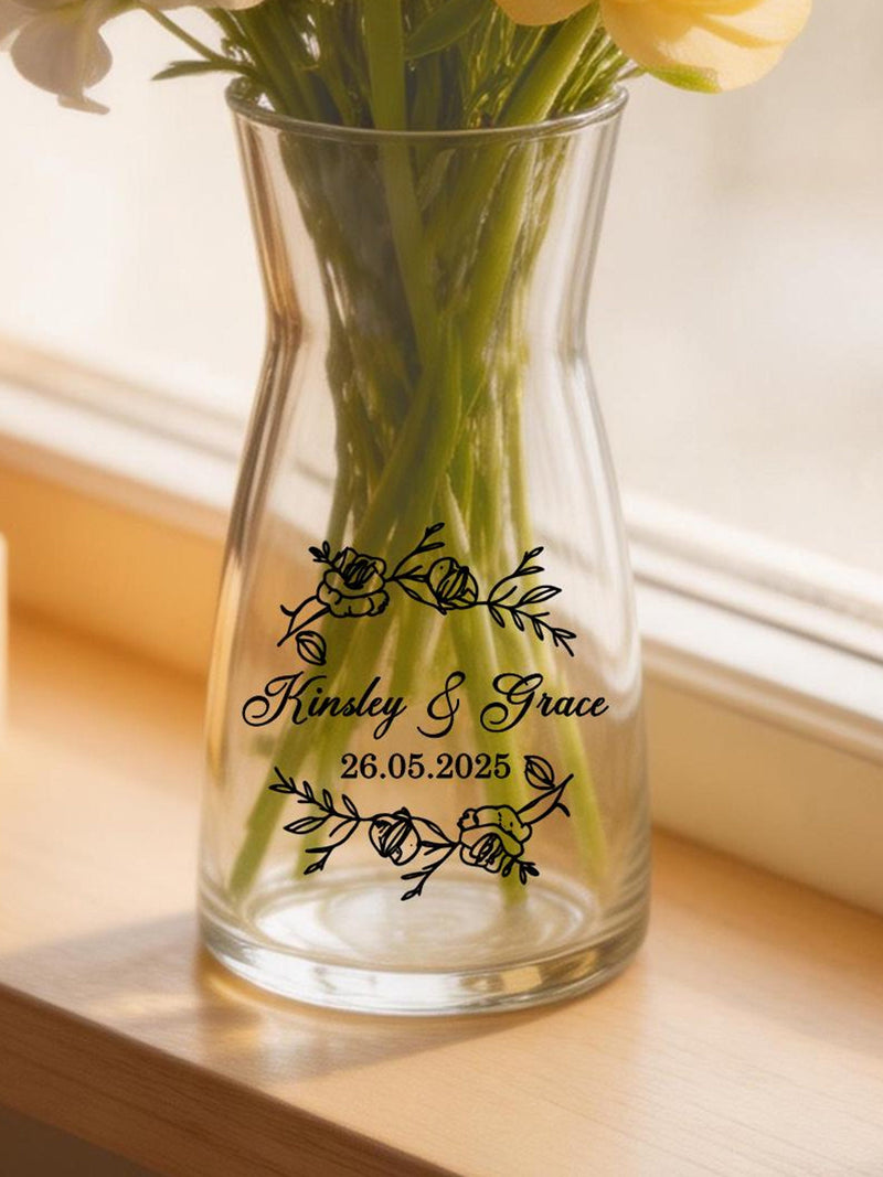 Custom Wedding Flower Vase, Initial Date Vase, Mr & Mrs Gift, Gift For Couple, Engaged Vase, Wedding Gift for Newlyweds, Anniversary Gift ANNIVERSARY