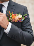 Colorful pocket boutonniere Groom pocket flowers Rainbow Boho Wedding Boutonniere Best man Father of the Bride Orange Pink Tropical Wedding wedding flower