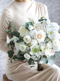 White & Sage Eucalyptus Bouquet, Silk Flower Bouquet, Bridesmaids, Bridal Set Bouquet