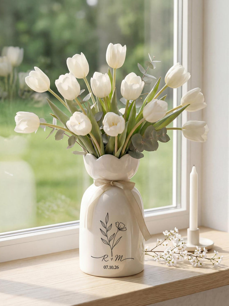 Custom Wedding Vase For Couple, Engagement Gift For Newlyweds, Personalized Flower Vase, Bridal Shower Or Anniversary Gift ANNIVERSARY
