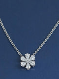 Pear Cut Lab Grown Diamond Flower Necklace / Pear Diamond Daisy Necklace / 14K Solid Gold Minimalist Necklace For Her / Delicate Necklace ANNIVERSARY