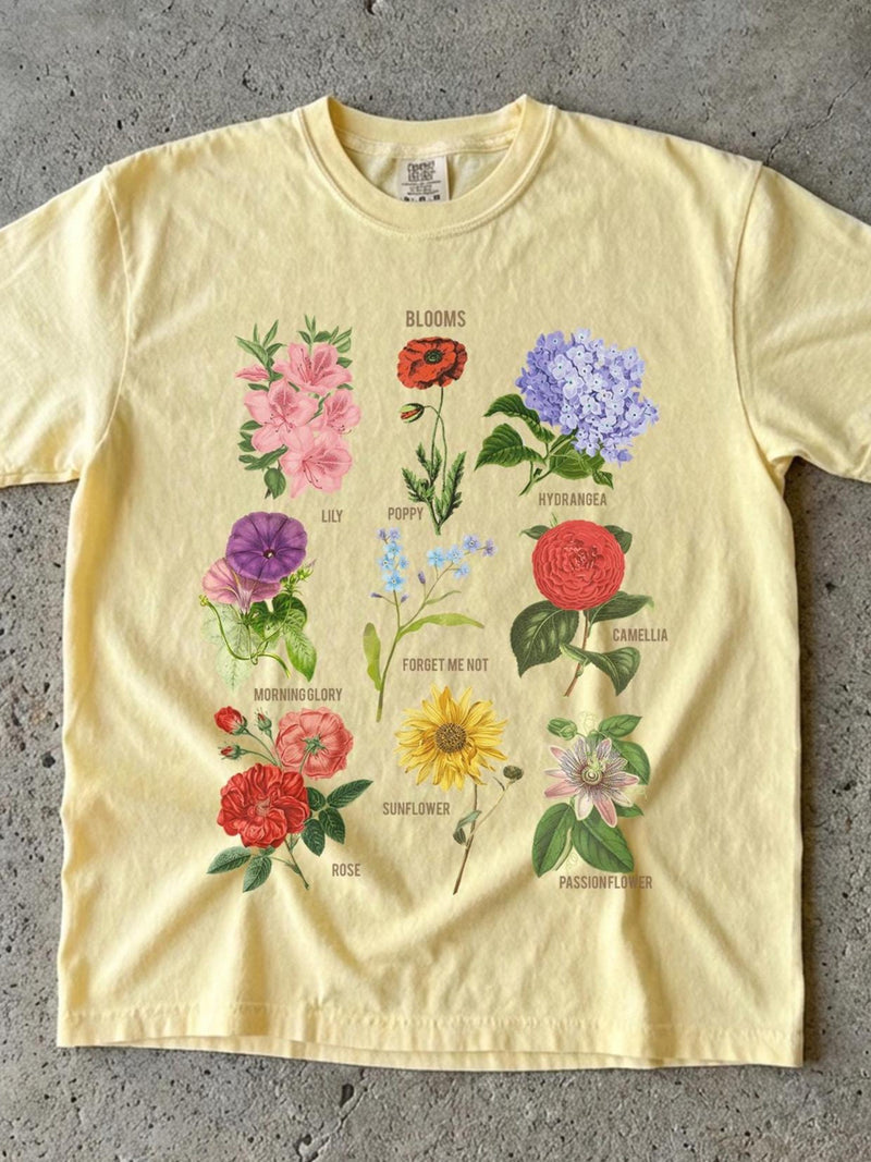 Blooms Flower Graphic Heavy Cotton Tee: Comfort Colors Floral Outdoorsy Tees sympathy flower