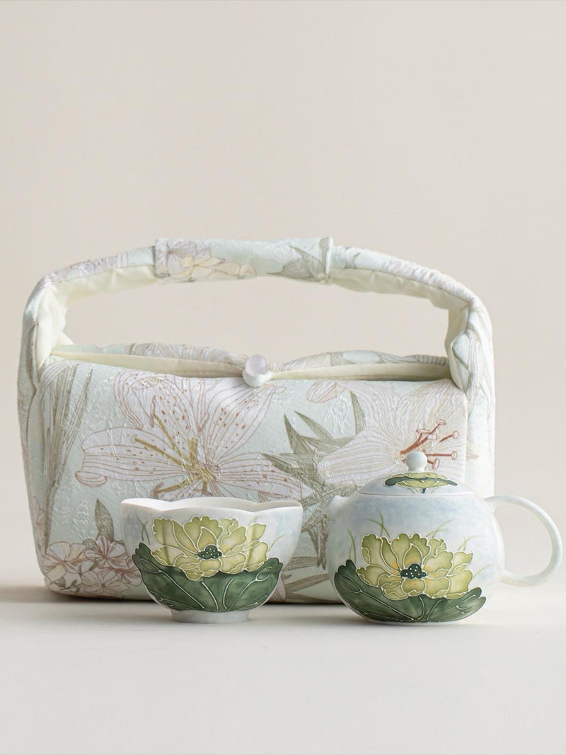 Purity and Grace: Green Lotus Ceramic Teaware Series house warming flower