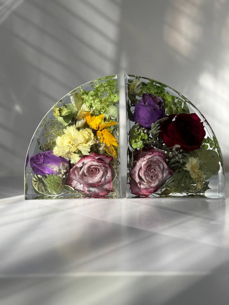 Preserved Wedding Flower Resin Bookends (7x5") wedding flower