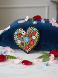 Cottagecore Embroidered Heart Patch Botanical Floral Love Patch for Cottagecore Clothing Romantic Nature Patch Handmade Small Flowers Badge Love Romance Flower
