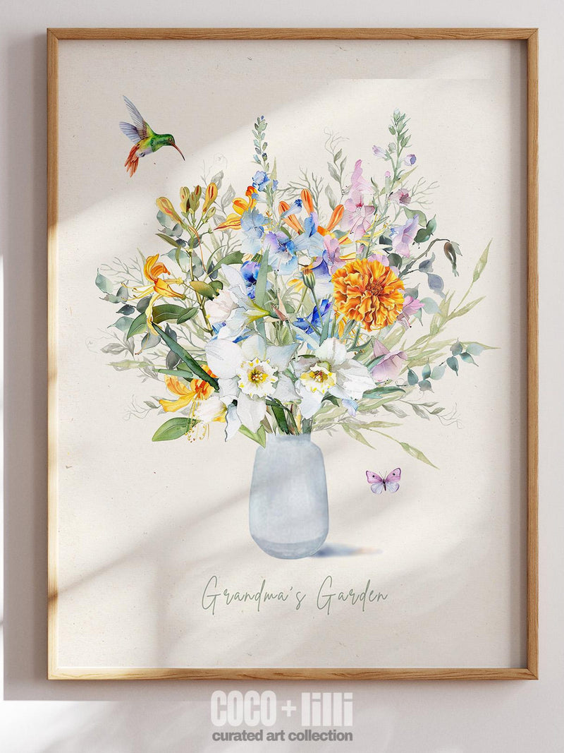 Custom Watercolor Birth Flower Bouquet Print, Family Floral Art birthday flower
